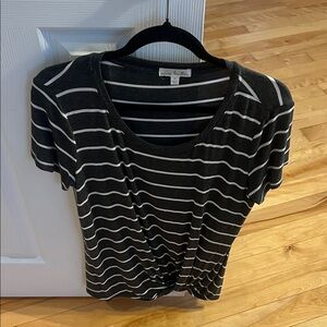 Nine Britton Black and White Striped Tee
